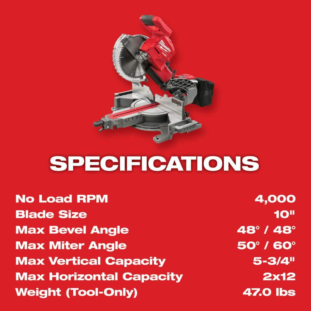 Milwaukee M18 FUEL 18-Volt Brushless Cordless 10 in. Dual-Bevel Sliding Compound Miter Saw with Stand (Tool-Only)
