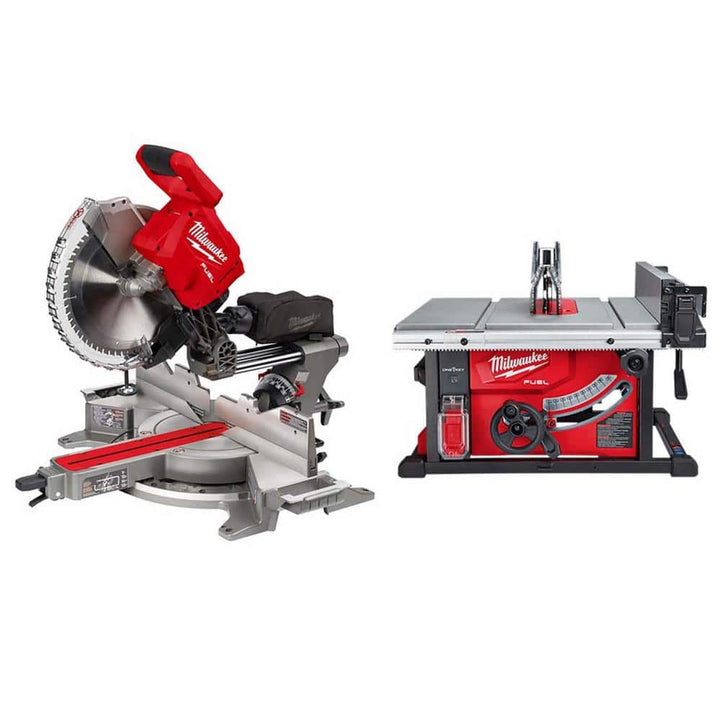 Milwaukee M18 FUEL 18V Lithium‑Ion Brushless 12 in. Cordless Dual‑Bevel Sliding Compound Miter Saw with 8‑1/4 in. Table Saw