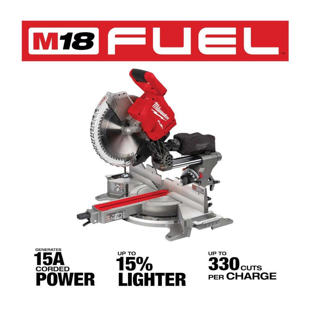 Milwaukee M18 FUEL 18V Brushless Cordless 12 in. Dual-Bevel Sliding Compound Miter Saw with ONE-KEY (Tool-Only)
