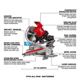 Milwaukee M18 FUEL 18V Brushless Cordless 12 in. Dual Bevel Sliding Compound Miter Saw Kit with ONE-KEY and 12.0Ah Battery