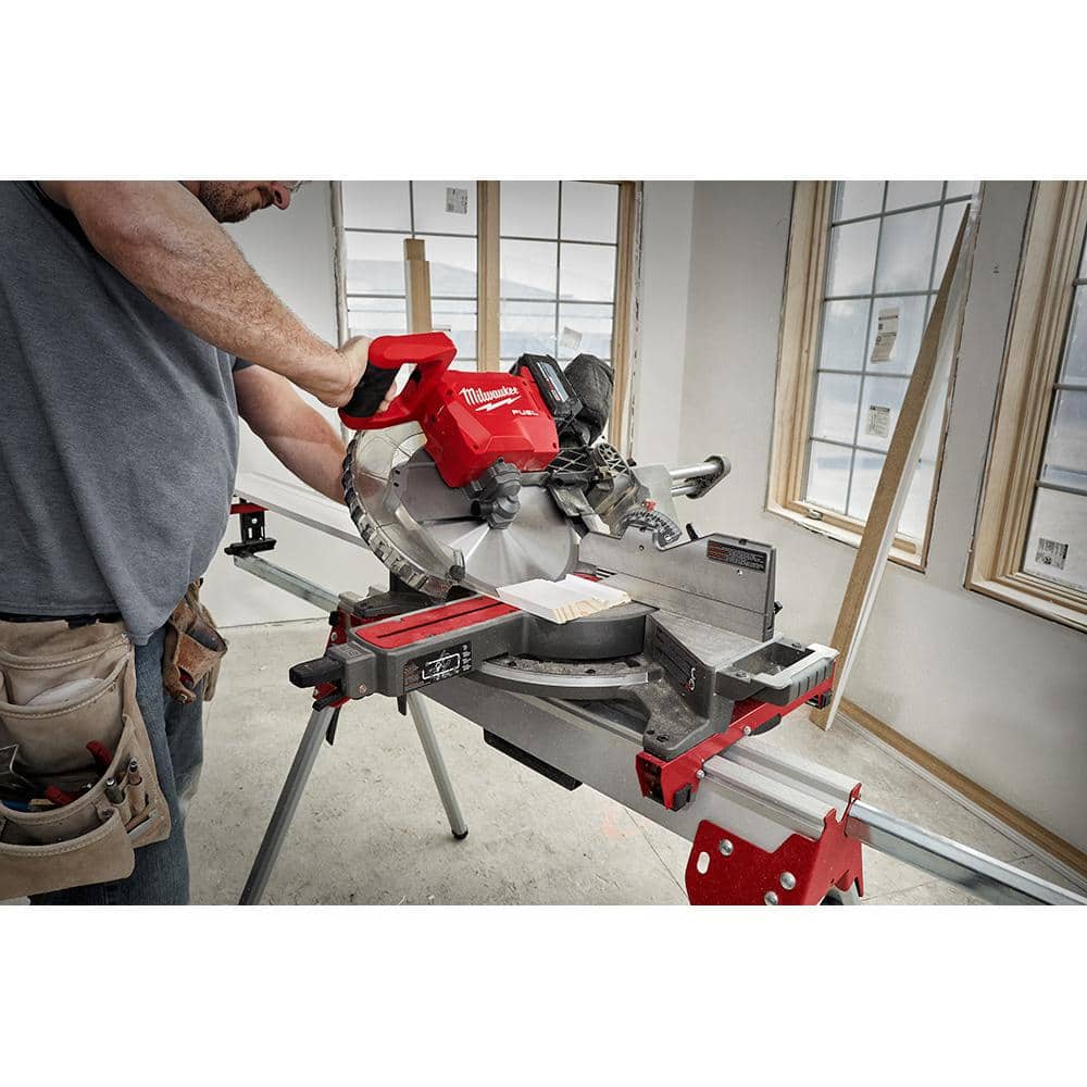 Milwaukee M18 FUEL 18V Brushless Cordless 12 in. Dual-Bevel Sliding Compound Miter Saw Kit with Stand, HD12.0 Battery & Rapid Charger