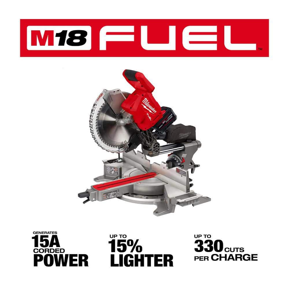 Milwaukee M18 FUEL 18V Brushless Cordless 12 in. Dual Bevel Sliding Compound Miter Saw Kit with ONE-KEY and 12.0Ah Battery