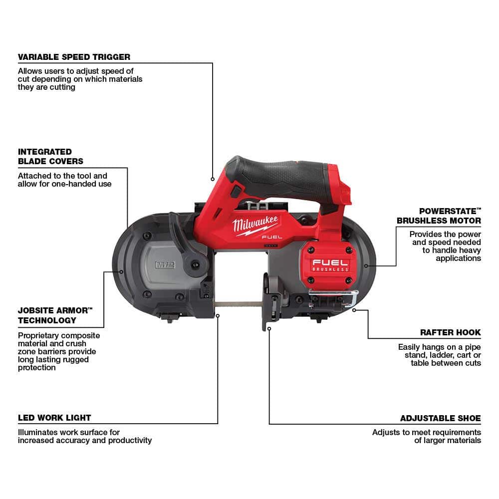 Milwaukee M12 FUEL 12-Volt Lithium-Ion Brushless Cordless 3-Tool Combo: 16-Gauge Variable Speed Nibbler, Compact Band Saw & 3 in. Cut-Off Saw