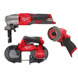 Milwaukee M12 FUEL 12-Volt Lithium-Ion Brushless Cordless 3-Tool Combo: 16-Gauge Variable Speed Nibbler, Compact Band Saw & 3 in. Cut-Off Saw