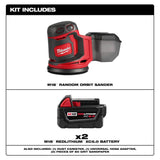 Milwaukee M18 18V Lithium‑Ion Cordless 5 in. Random Orbit Sander Kit with (2) M18 5.0Ah Batteries
