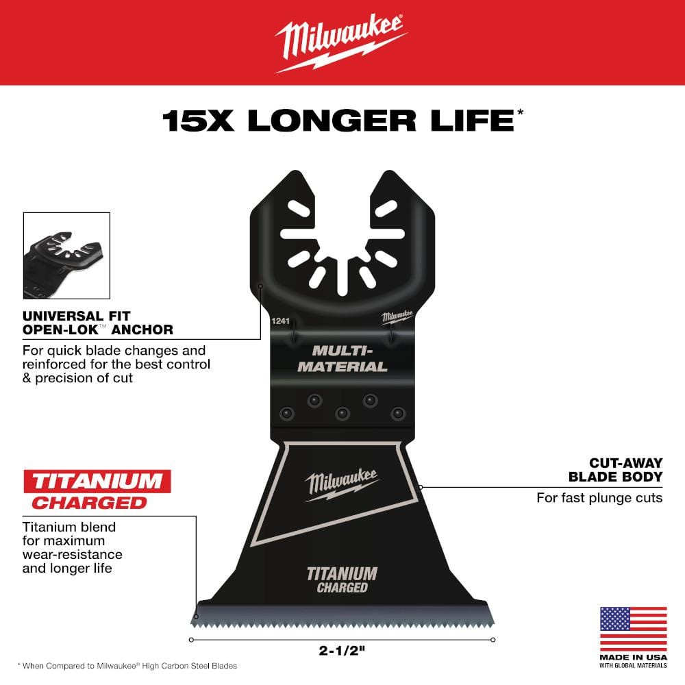 Milwaukee Oscillating Multi-Tool Blade Set, OPEN-LOK, NITRUS CARBIDE & Titanium Charged Bi-Metal (9-Piece)