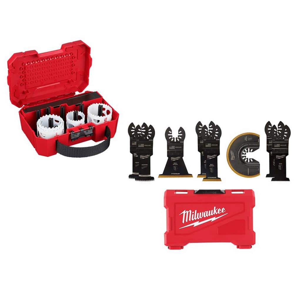 Milwaukee Oscillating Multi-Tool Blade Kit with HOLE DOZER Bi‑Metal Hole Saw Kit (16-Piece)