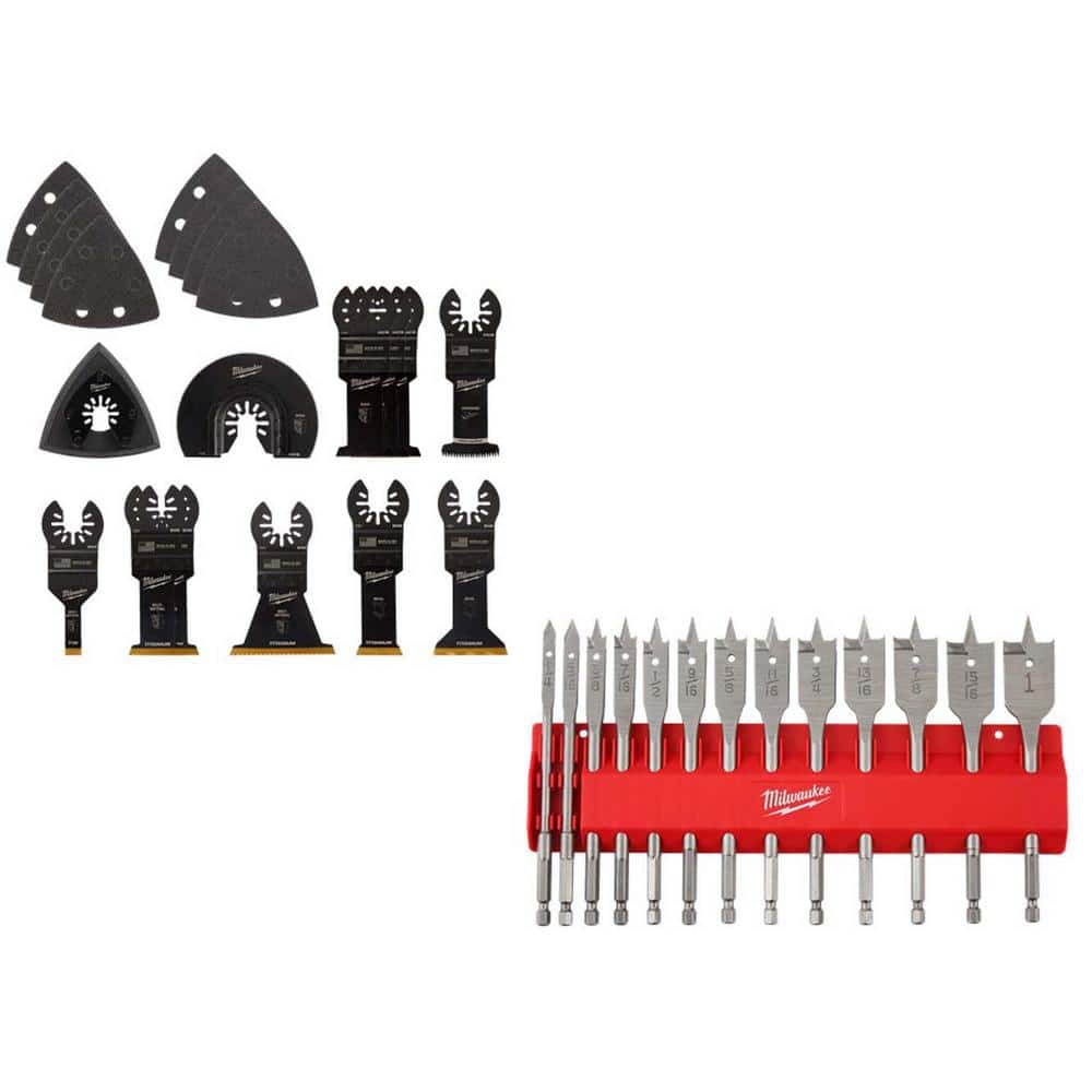 Milwaukee Oscillating Multi-Tool Blade Kit with High-Speed Wood Spade Bit Set, Universal OPEN-LOK, 33-Piece