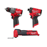 Milwaukee M12 FUEL 12V Lithium-Ion Cordless Oscillating Multi-Tool + 1/2 in. Hammer Drill & 1/4 in. Impact Driver (Tool-Only)