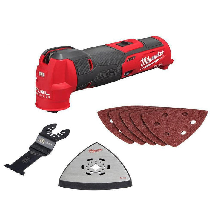 Milwaukee M12 FUEL 12V Lithium‑Ion Cordless Oscillating Multi‑Tool (Tool‑Only) + 8‑Piece Blade/Sanding Set