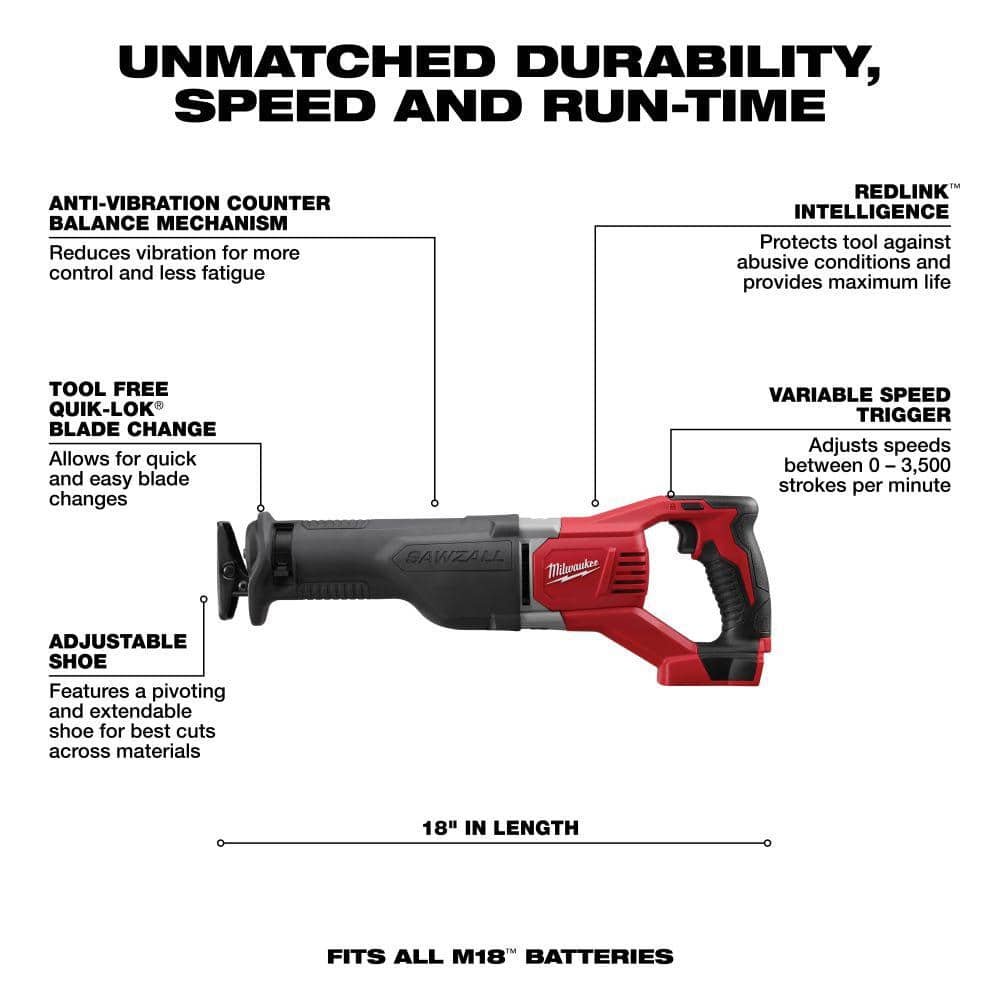 Milwaukee M18 18V Lithium-Ion Cordless Oscillating Multi-Tool with Reciprocating Saw and 6-1/2 in. Circular Saw