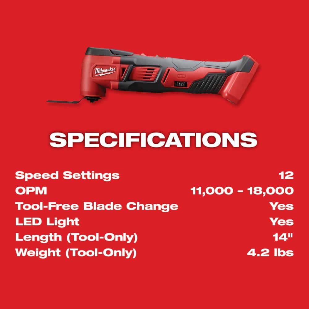 Milwaukee M18 18V Lithium-Ion Cordless Oscillating Multi-Tool Kit with 1.5Ah Battery, Charger & 8-Piece OMT Blade Set