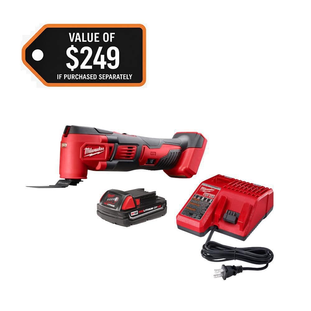 Milwaukee M18 18V Lithium-Ion Cordless Oscillating Multi-Tool Kit with 1.5Ah Battery, Charger & 8-Piece OMT Blade Set