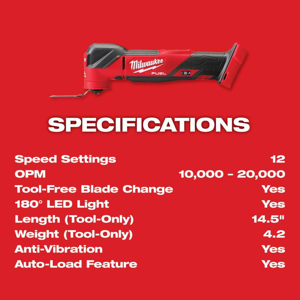 Milwaukee M18 FUEL 18V Lithium-Ion Cordless Brushless Oscillating Multi-Tool with Wet/Dry Shop Vac and (2) High Output 6.0Ah Batteries