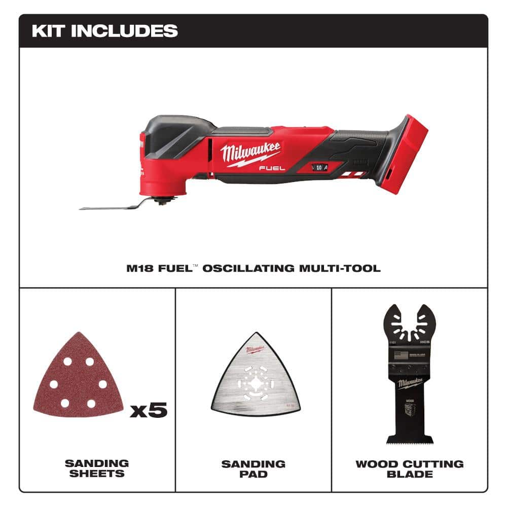 Milwaukee M18 FUEL 18-Volt Cordless Brushless Oscillating Multi-Tool with M18 5 in. Random Orbit Sander, Tool-Only