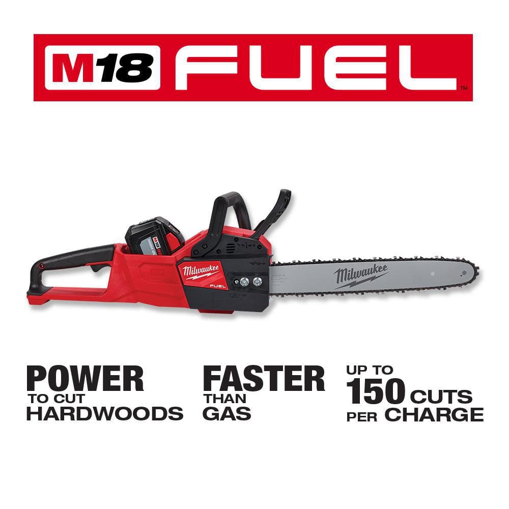 Milwaukee M18 FUEL 16 in. 18-Volt Brushless Cordless Electric Chainsaw with Blower, Pole Pruner, (2) Battery Combo Kit (3-Tool)