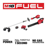 Milwaukee M18 FUEL 18-Volt Brushless Cordless Blower + QUIK-LOK String Trimmer with Rapid Charger Combo Kit (3-Tool)