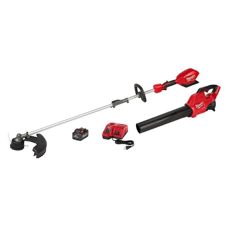 Milwaukee M18 FUEL 18-Volt Brushless Cordless Blower + QUIK-LOK String Trimmer with Rapid Charger Combo Kit (3-Tool)