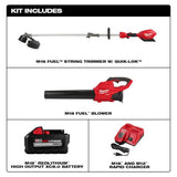 Milwaukee M18 FUEL 18-Volt Brushless Cordless Blower + QUIK-LOK String Trimmer with Rapid Charger Combo Kit (3-Tool)