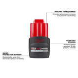 Milwaukee M12 23GA Pin Nailer with M12 FUEL Orbital Detail Sander and M12 High Output CP2.5Ah Battery, 12V
