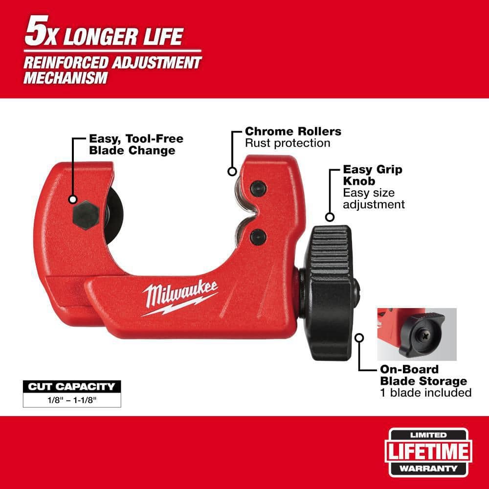 Milwaukee 1 in. Mini Copper Tubing Cutter (1/8 in.–1-1/8 in. Capacity)
