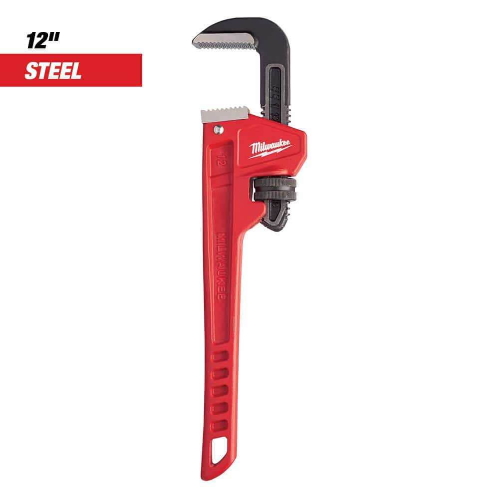 Milwaukee 12 in. Steel Pipe Wrench, Straight, 2 in. Capacity (Model 48-22-7112)