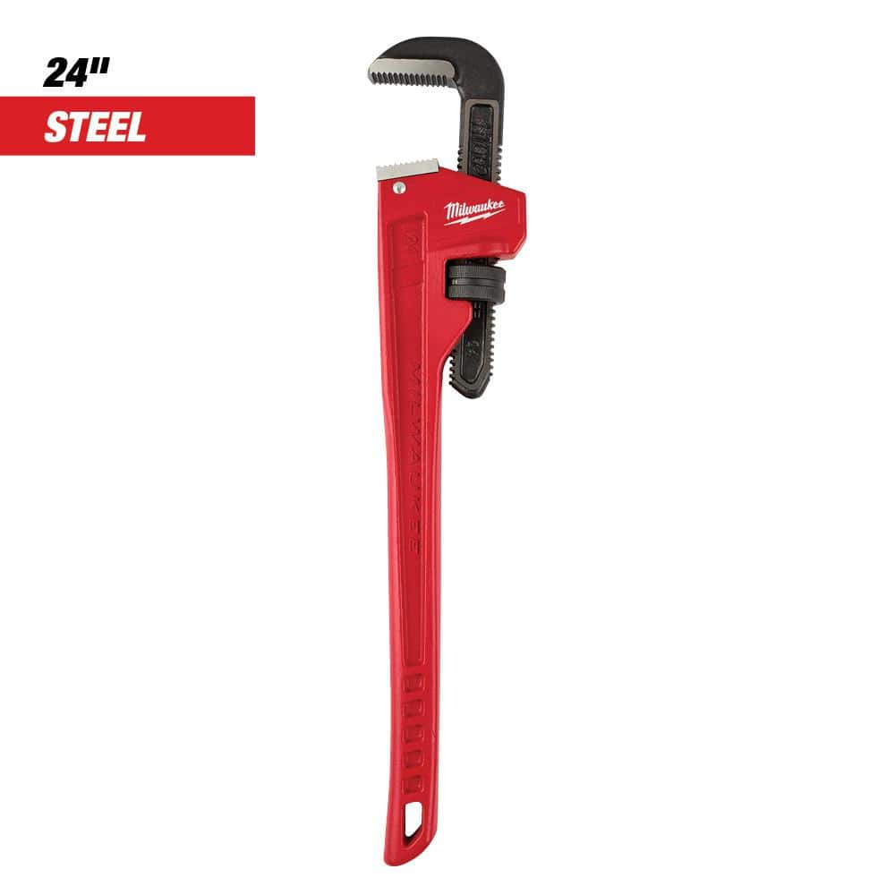Milwaukee 24 in. Steel Straight Pipe Wrench, 3 in. Jaw Capacity