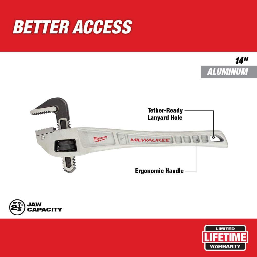 Milwaukee 18 in. Aluminum Offset Pipe Wrench, 2-1/2 in. Jaw Capacity