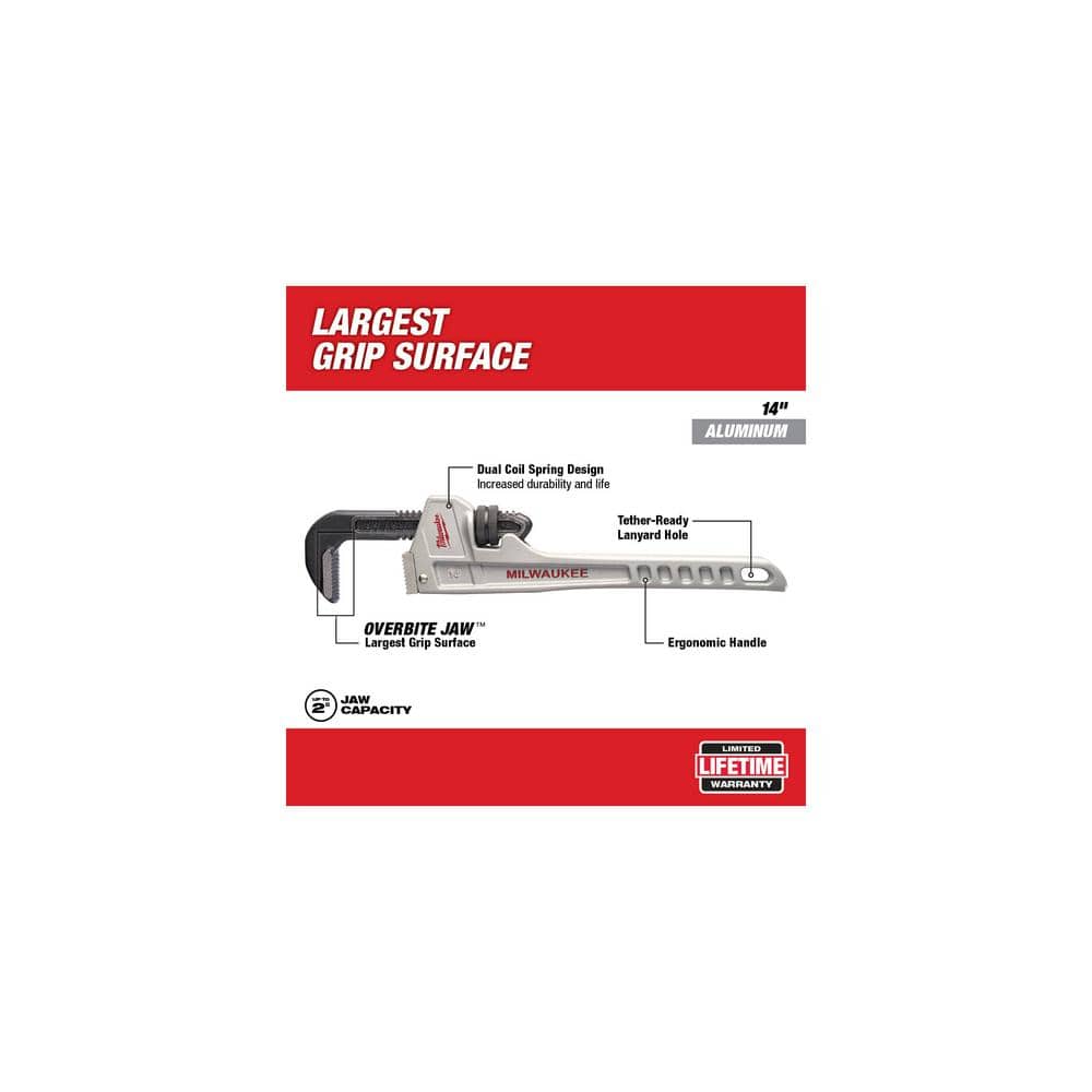 Milwaukee 14 in. and 24 in. Aluminum Pipe Wrench Set (2-Tool)