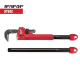 Milwaukee 48-22-7314 Cheater Adaptable Steel Pipe Wrench, 10/18/24 in. Modes