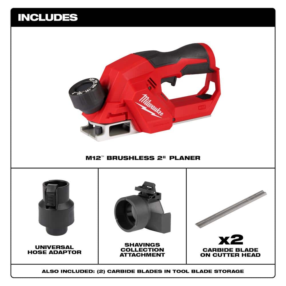 Milwaukee M12 12V Lithium-Ion Brushless Cordless 2 in. Planer with M12 Multi-Tool
