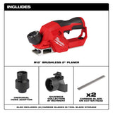 Milwaukee M12 12V Lithium-Ion Brushless Cordless 2 in. Planer with M12 Multi-Tool