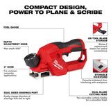 Milwaukee M12 12V Lithium‑Ion Brushless Cordless 2 in. Planer with M12 2‑Tool Combo Kit