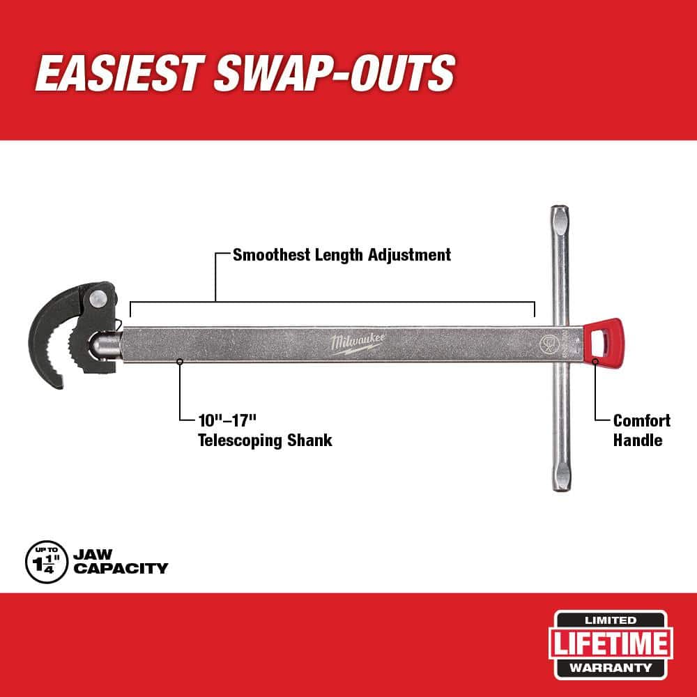 Milwaukee 1.25 in. Basin Wrench, Telescoping 10–17 in., Model 48-22-7001