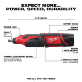 Milwaukee M12 12V Lithium-Ion Cordless Variable Speed Polisher/Sander with M12 Rotary Tool and 6.0 Ah XC Battery Pack