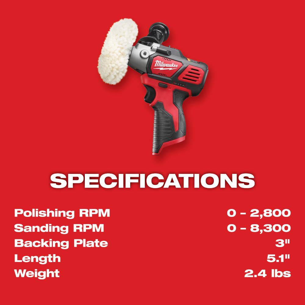 Milwaukee M12 12V Lithium-Ion Cordless Variable Speed Polisher/Sander with M12 Rotary Tool and 6.0 Ah XC Battery Pack
