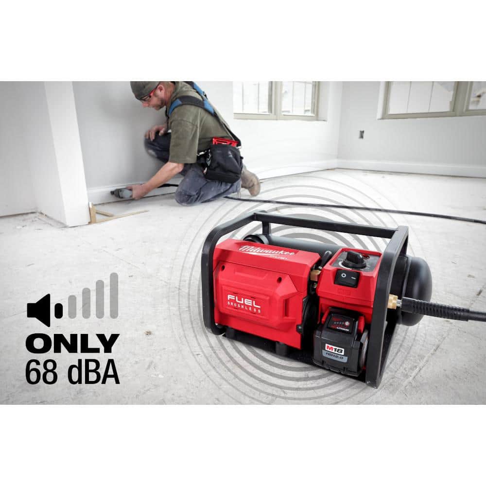 Milwaukee M18 FUEL 18-Volt Brushless 2 Gallon Compact Quiet Compressor + Performance Safety Glasses w/ Gasket (Tool-Only)