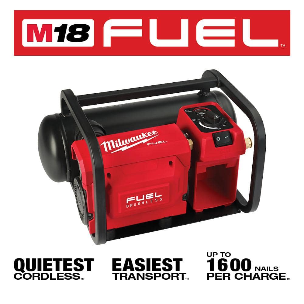 Milwaukee M18 FUEL 18-Volt Brushless 2 Gallon Compact Quiet Compressor + Performance Safety Glasses w/ Gasket (Tool-Only)