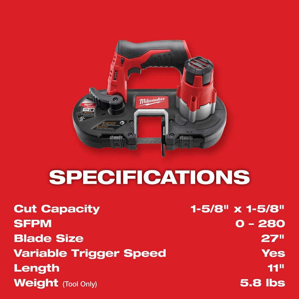 Milwaukee M12 12-Volt Lithium-Ion Cordless Sub-Compact Band Saw Kit with 4.0 Ah Battery, Charger and Bag