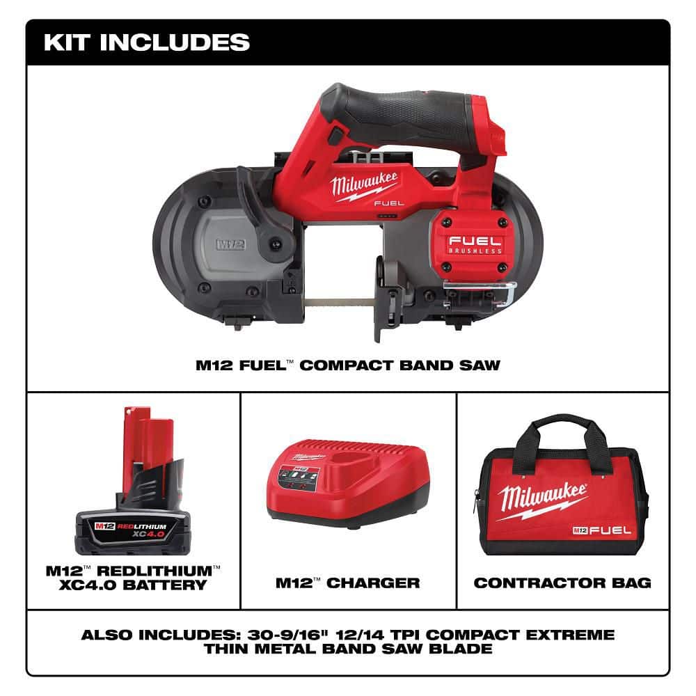 Milwaukee M12 FUEL 12V Lithium‑Ion Cordless Compact Band Saw with 3.0Ah Battery Pack (2-Pack)