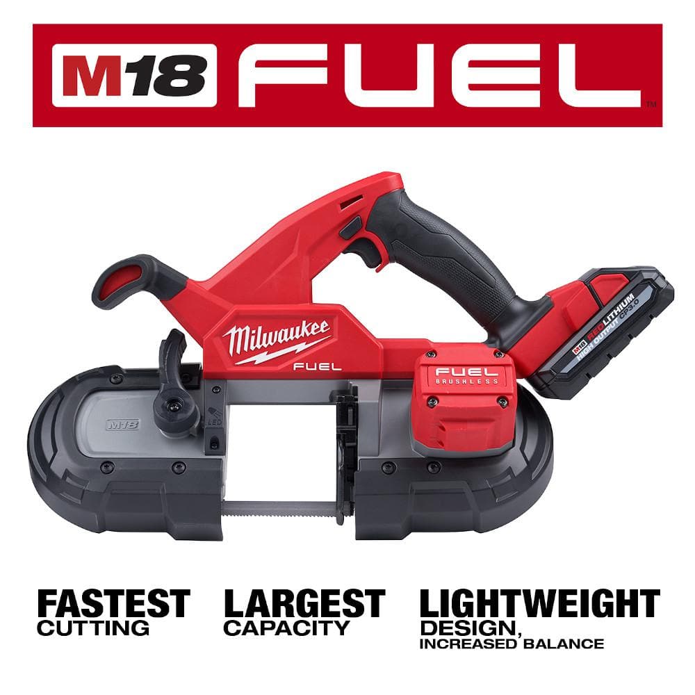 Milwaukee M18 FUEL 18V Brushless Cordless Compact Band Saw + 4-1/2 in./5 in. Grinder, Bare Tools (2829-20 & 2880-20)