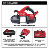 Milwaukee M18 FUEL 18-Volt Lithium-Ion Brushless Cordless Compact Band Saw with 6.0 Ah Battery, 3-1/4 in. x 3-1/4 in. Capacity
