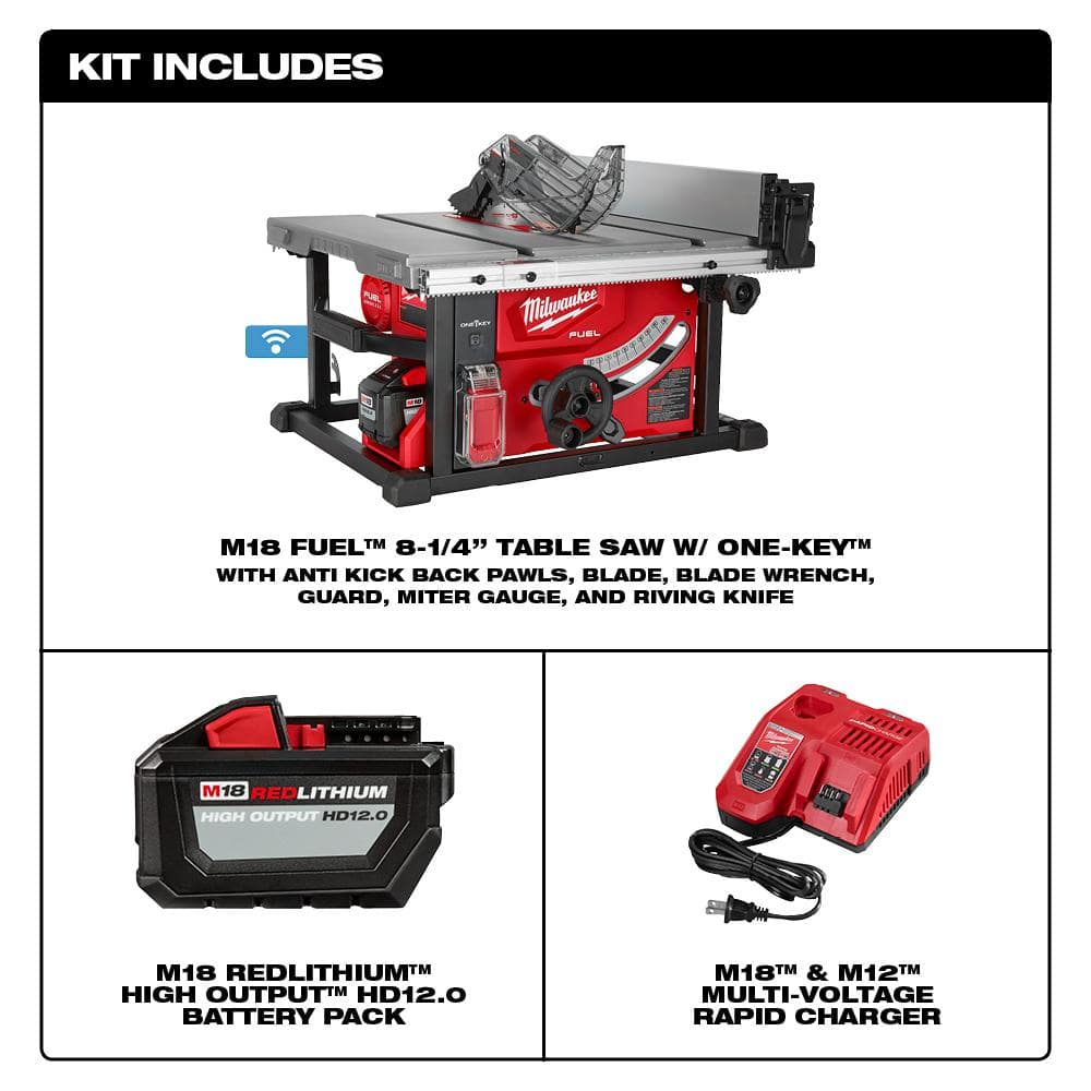Milwaukee M18 FUEL ONE-KEY 18V Brushless Cordless 8-1/4 in. Table Saw (Tool-Only)
