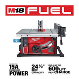 Milwaukee M18 FUEL ONE-KEY 18V Brushless Cordless 8-1/4 in. Table Saw Kit with (1) 12.0Ah Battery & Rapid Charger
