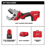 Milwaukee M12 12-Volt Lithium-Ion Cordless PVC Shear Kit with One 1.5 Ah Battery, Charger and Hard Case with M12 Soldering Iron