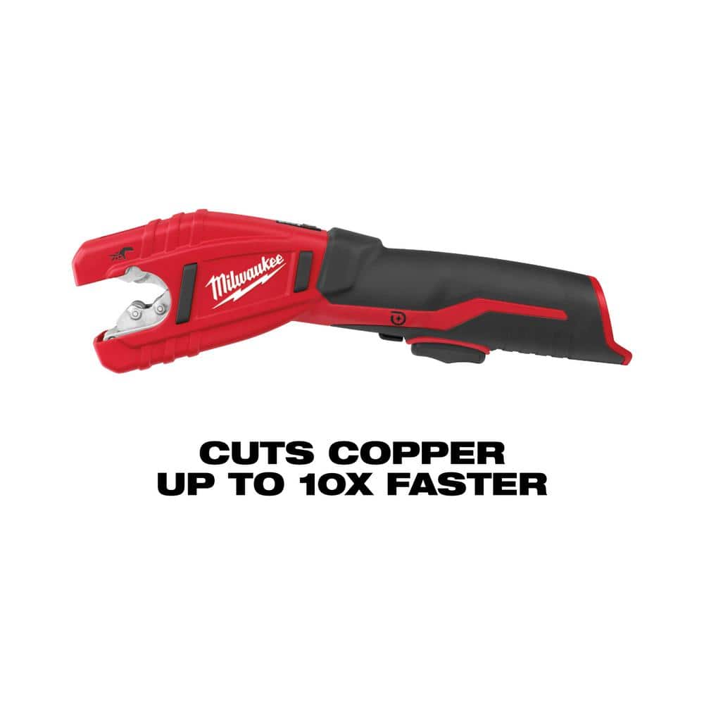 Milwaukee M12 12V Lithium-Ion Cordless Copper Tubing Cutter Kit with 1.5 Ah Battery, Charger & Hard Case plus M12 3/8 in. Ratchet