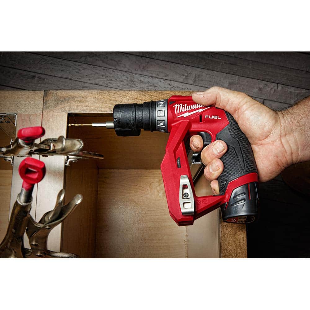 Milwaukee M12 FUEL 12V Li-Ion Brushless Cordless 4-in-1 Installation 3/8 in. Drill Driver Kit, 4-Heads & PACKOUT Bit Set (60-Pc)