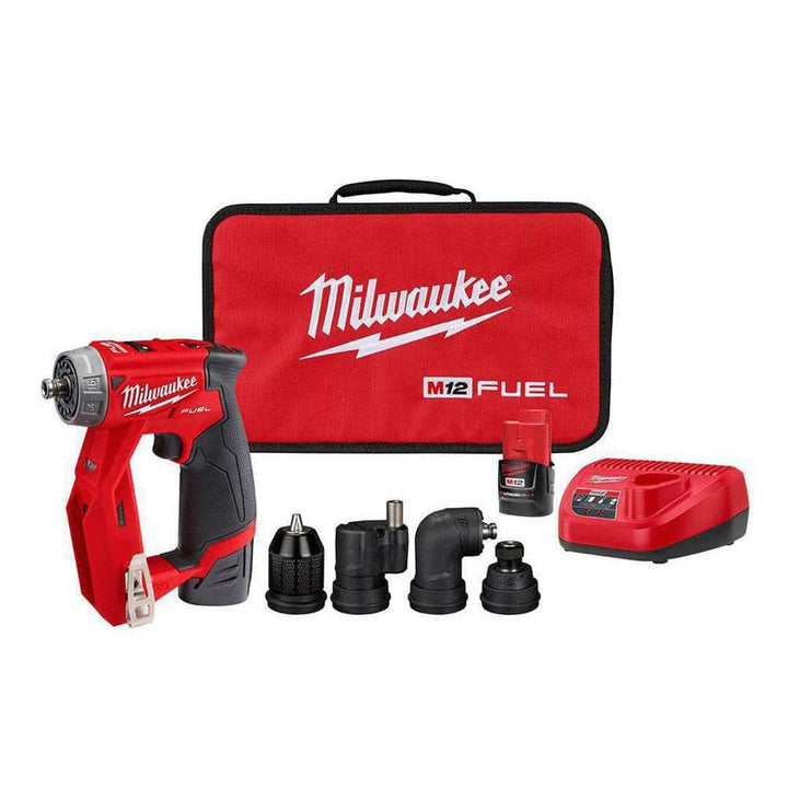 Milwaukee M12 FUEL 12V Brushless Cordless 4-in-1 Installation 3/8 in. Drill/Driver Kit with 4 Tool Heads