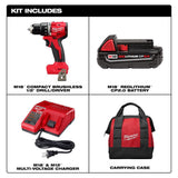 Milwaukee M18 18V Lithium-Ion Brushless Cordless Compact Drill/Driver w/ (1) 2.0Ah Battery, Charger & Bag w/ M18 2 Gal Vac