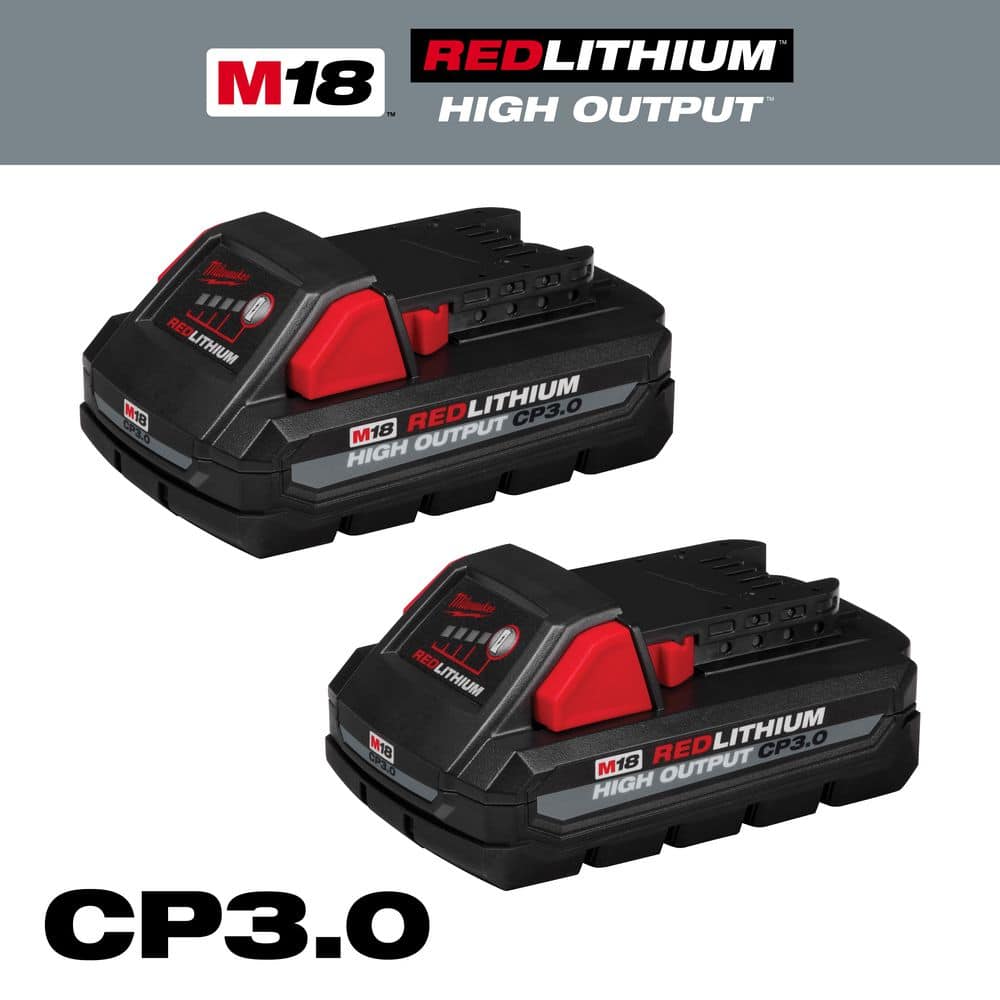 Milwaukee M18 18-Volt REDLITHIUM High Output CP 3.0Ah Battery Pack (2-Pack)